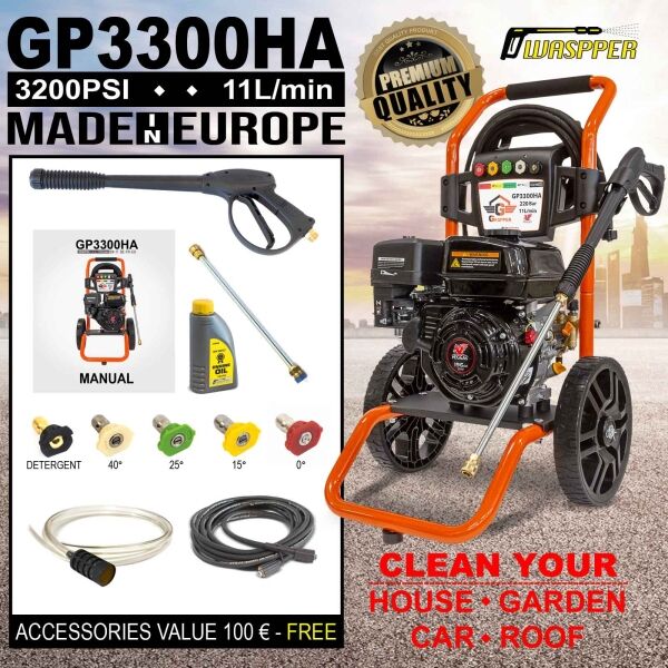 Gaspper GP3300HA benzínový vysokotlakový čistič, Peggas, 5.5 HP, 220 bar/3.200 PSI – Obrázok 9