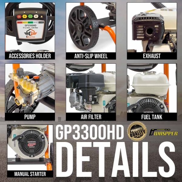 Gaspper GP3300HD Pro Pressure Washer, Honda, 5.5 HP, 220 bar/3.200 PSI - Image 11