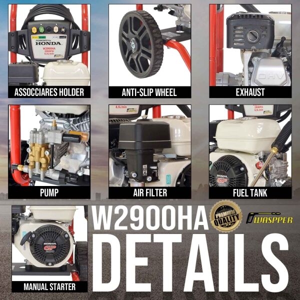 Waspper W2900HA benzínový vysokotlakový čistič, Honda, 5.5 HP, 213 bar/3.100 PSI – Obrázok 9