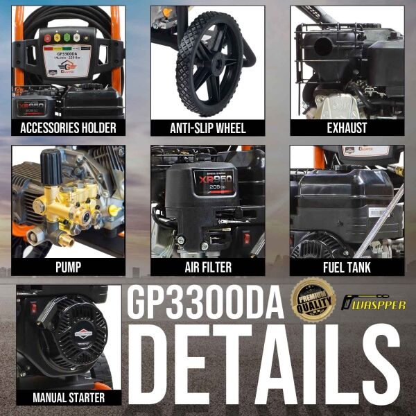Gaspper GP3300DA Pro Pressure Washer, Briggs & Stratton, 6.3 HP, 220 bar/3.200 PSI - Image 9