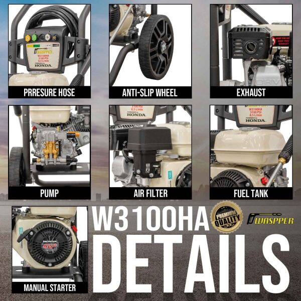 Waspper W3100HA benzínový vysokotlakový čistič, Honda, 5.5 HP, 213 bar/3.100 PSI – Obrázok 11