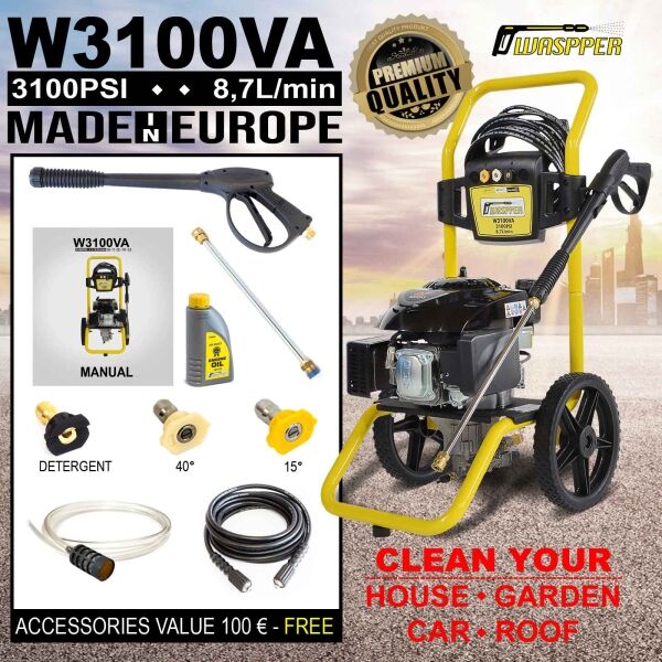 Waspper W3100VA benzínový vysokotlakový čistič, Peggas, 4.3 HP, 213 bar / 3.100 PSI – Obrázok 6