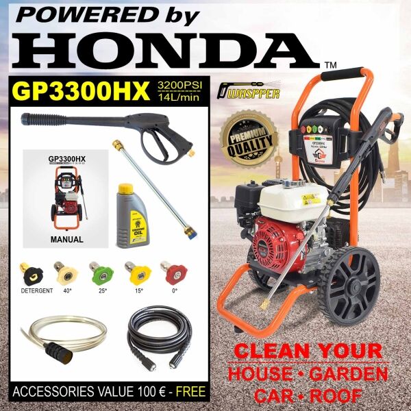 Gaspper GP3300HX benzínový vysokotlakový čistič, Honda, 5.8 HP, 220 bar/3.200 PSI – Obrázok 9